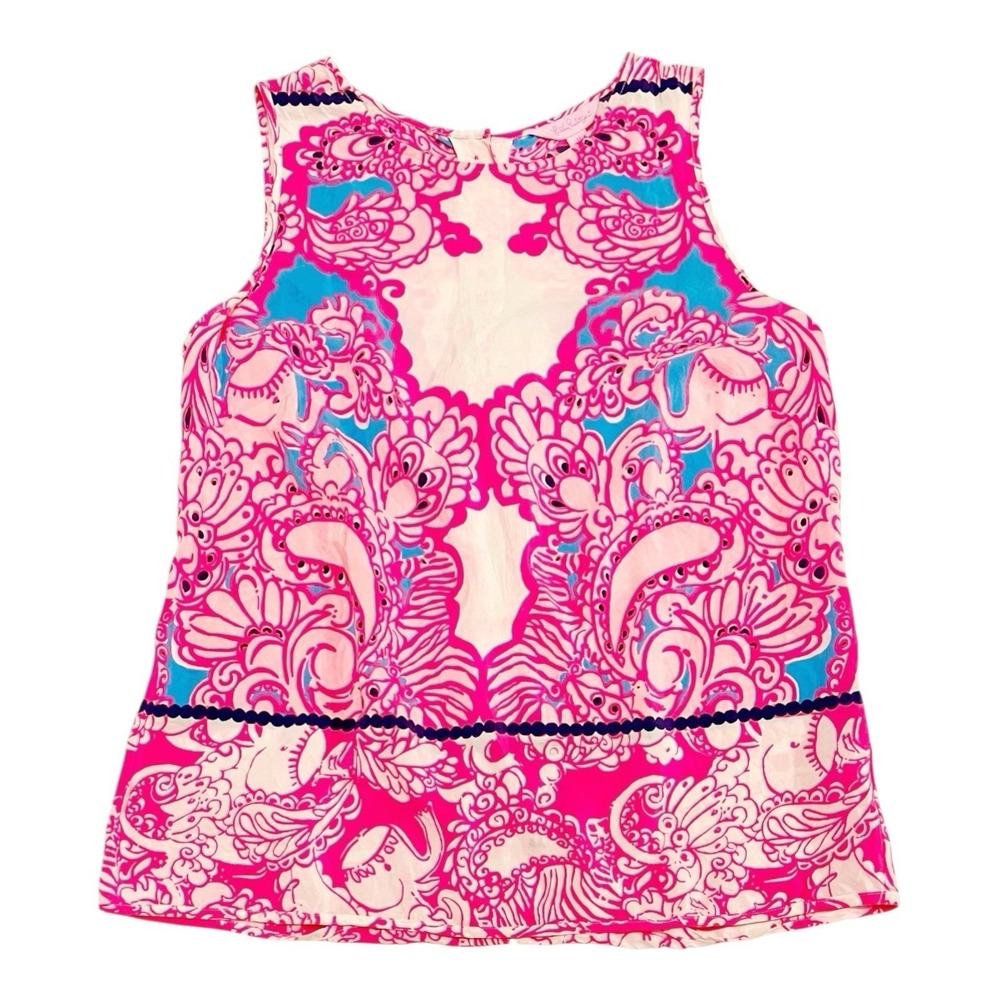 Lilly Pulitzer Pink Iona Sleeveless Silk Top Floral Paisley Summer Preppy Medium